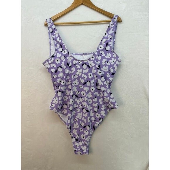 Emory Rose Women's Plus Size 3X One Piece Swim Suit Lavender Floral - Picture 3 of 6